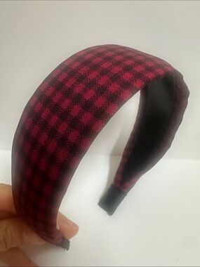 Plaid Headband in Burgundy and Black